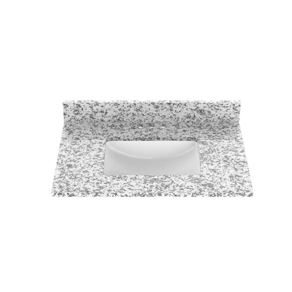 Home Decorators Collection 25 in. W x 22 in. D Granite Vanity Top in Jilin White with White Ceramic Rectangular Single Sink