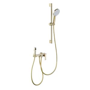Single Handle 3-Spray Tub and Shower Faucet 2.4 GPM with Spray Gun in. Brushed Gold Valve Included