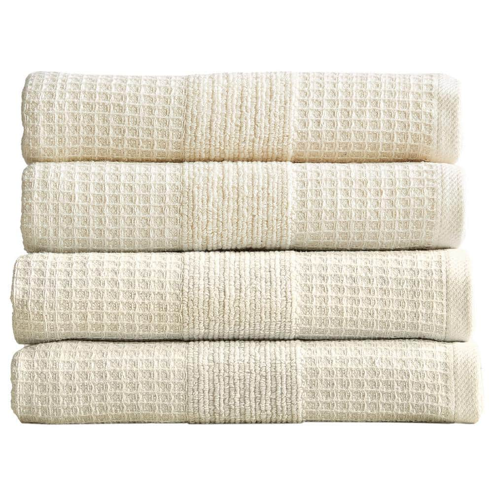 Dish Towels Set, 100% Cotton Waffle Weave Beige+khaki+light Grey+