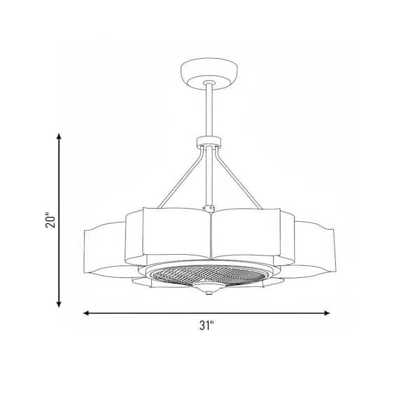 Stockholm 31 in. W x 11.88 in. H 6-Light Indoor Gold Patina Fan D'Lier Ceiling Fan with Remote Control