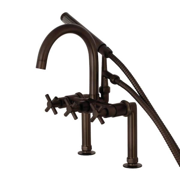 Kingston Brass Concord 3-Handle Deck-Mount Clawfoot Tub Faucets with Hand Shower in Oil Rubbed Bronze