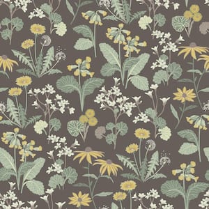 Magdalena Black Dandelion Paper Matte Non-Pasted Wallpaper Roll