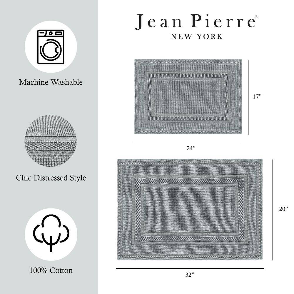 Stonewashed Chic Gray Blue Cotton Bath Rug Set, 2-Piece