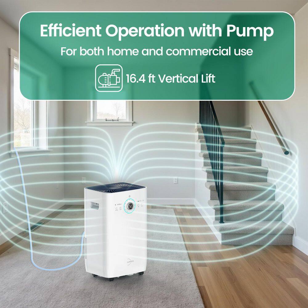 125 Pt White Commercial Dehumidifier with Pump and Auto Defrost