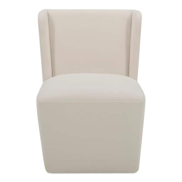 Zadie Cream Rolling Dining Chair, Performance Fabric with 360° Swivel