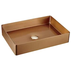 CCV600 23-5/8 in . Stainless Steel Vessel Bathroom Sink in Brown Brushed Copper