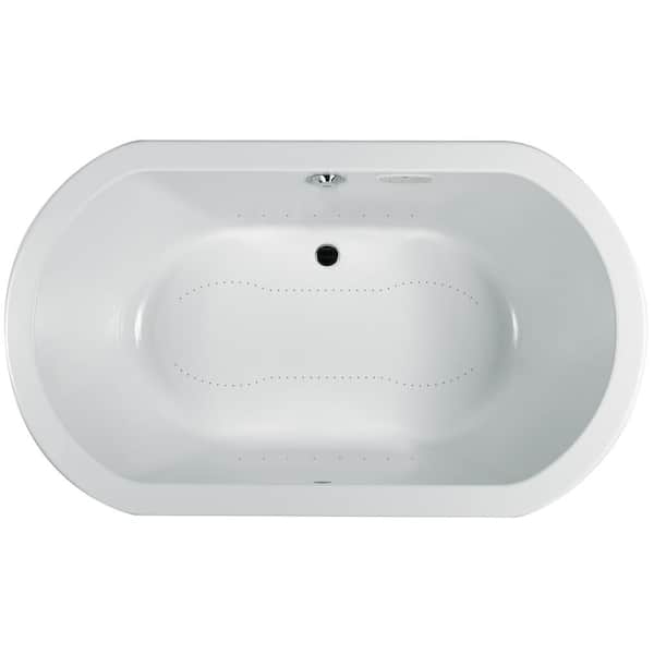 JACUZZI ANZA 66 in. x 36 in. Oval Air Bath Bathtub with Center Drain in White