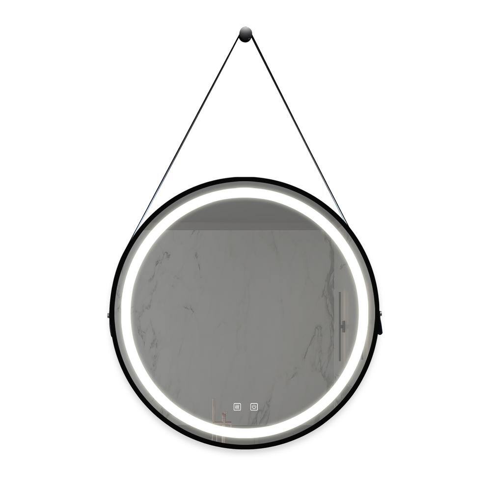 CATALINA 32 in. W x 32 in. H Round Black Frame Wall Mounted Led Classy ...