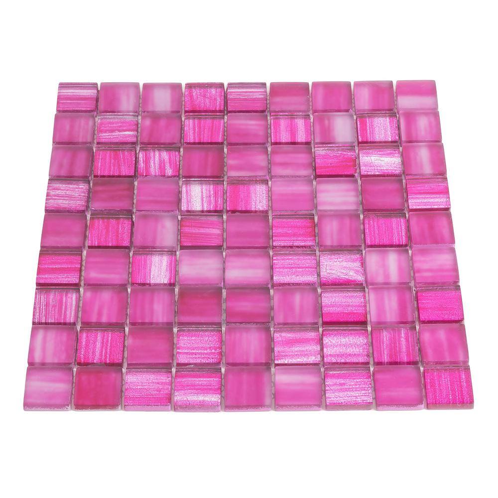 Nirvana Pink Polished Glass Mosaic Tile 12" x 12"