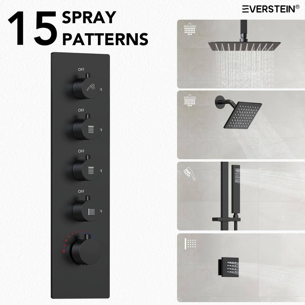 Matte Black Dual Shower System with Adjustable Body Jets