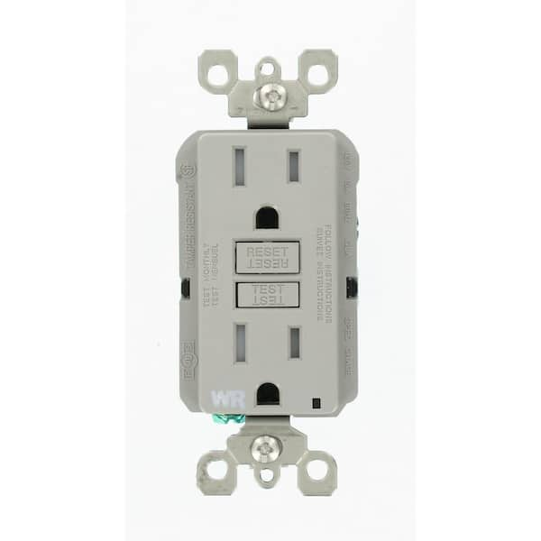 Leviton 15 Amp 125-Volt Duplex Self-Test Tamper Resistant/Weather Resistant GFCI Outlet, Gray