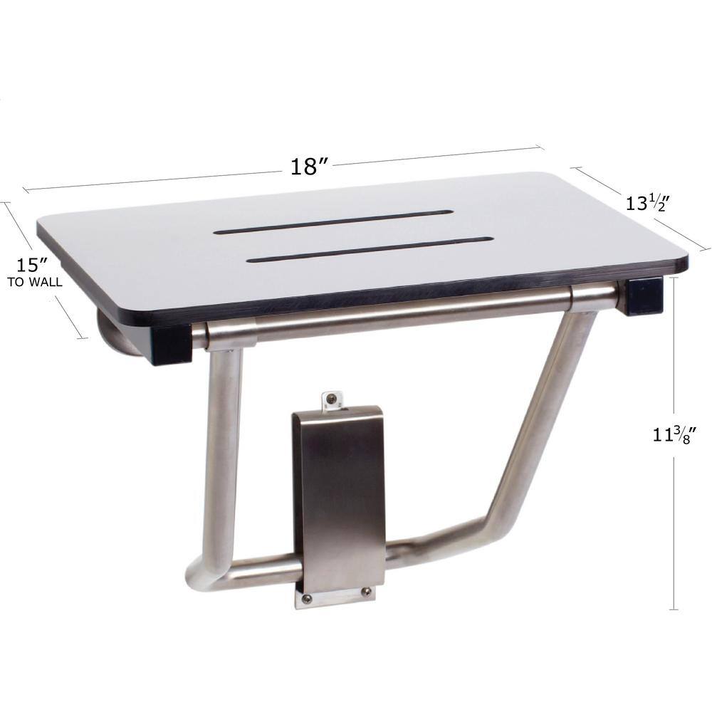 18" White Matte Folding Wall Mount Shower Seat