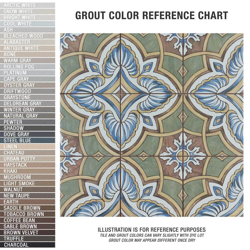 Harmonia 13" x 13" Green and Blue Ceramic Patterned Tile