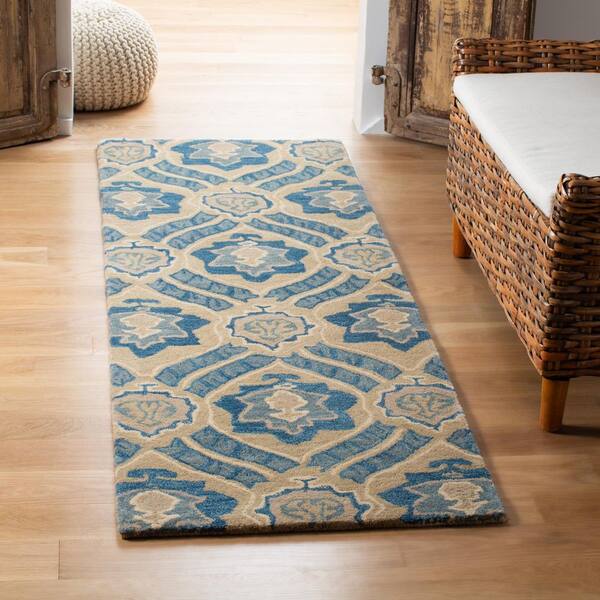 Wyndham 2 ft. x 9 ft. Blue/Gray Ogee Runner Rug