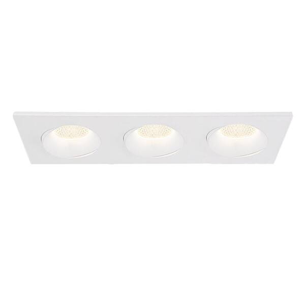 Eurofase Midway 3.5 in. Rect. 2700K-5000K Selectable CCT Remodel Triple Regressed Gimbal Integrated LED Recessed Light Kit White