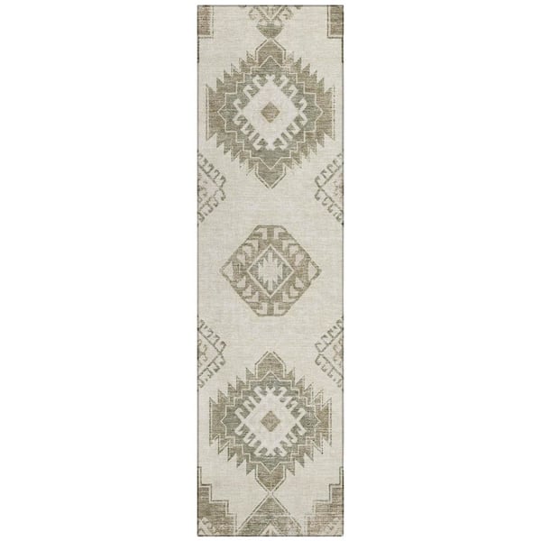 Chantille Machine Washable Indoor/Outdoor Abstract ACN3011 Cream 2 ft. x 7 ft. Runner Rug