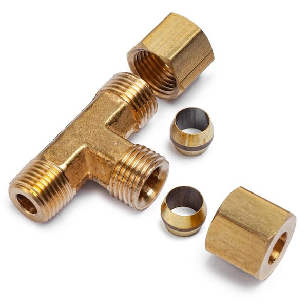 LTWFITTING Compression Reducing Union 3/16-Inch OD x 1/4-Inch OD Brass  Fitting (Pack of 5)