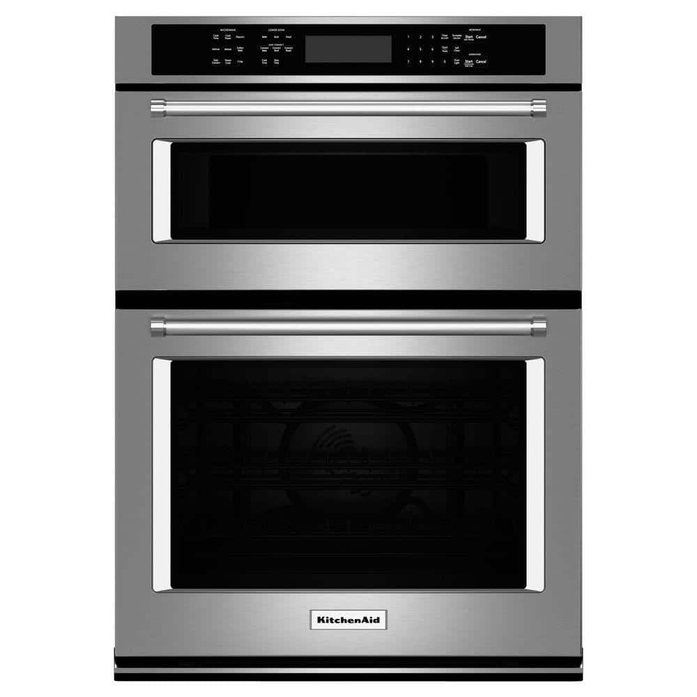 KitchenAid 27 in. Electric Even-Heat True Convection Wall Oven with Built-In Microwave in Stainless Steel, Silver
