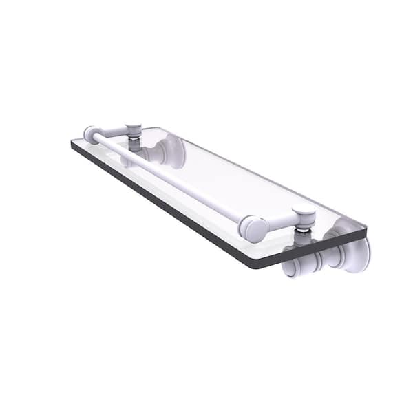 Allied Brass Carolina 16 in. W x 3.3 in. H x 5.54 in. D Glass Rectangular Shelf in Matte White with Gallery Rail