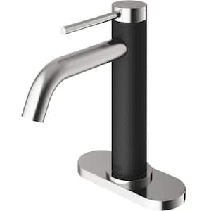 Madison Single Handle Single-Hole Bathroom Faucet Set with Deck Plate in Brushed Nickel