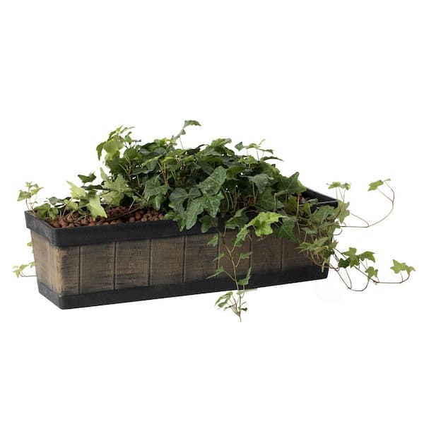 Gardenised Outdoor and Indoor Rectangle Plastic Planter Box, Vegetables or Flower Planting Pot, Brown Large QI004121.L - The Home Depot