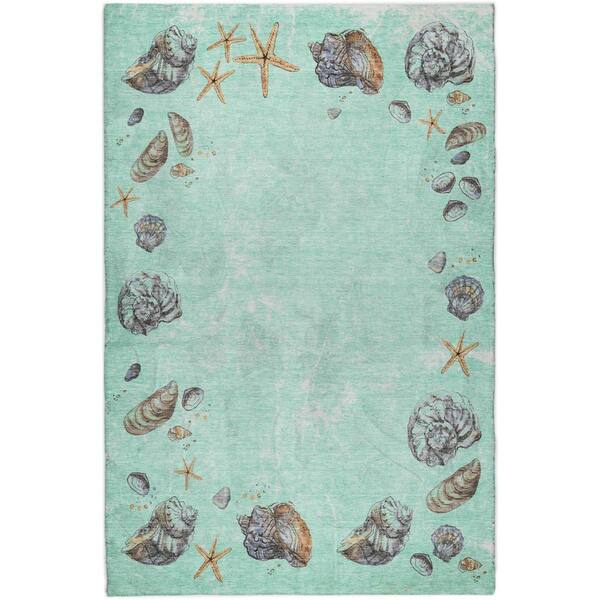 Dream Shag Premium Machine Washable Abstract ADS188 Green 9 ft. x 12 ft. Area Rug