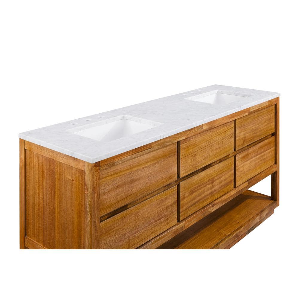 72'' Mango Wood Vanity with Carrara White Marble Top