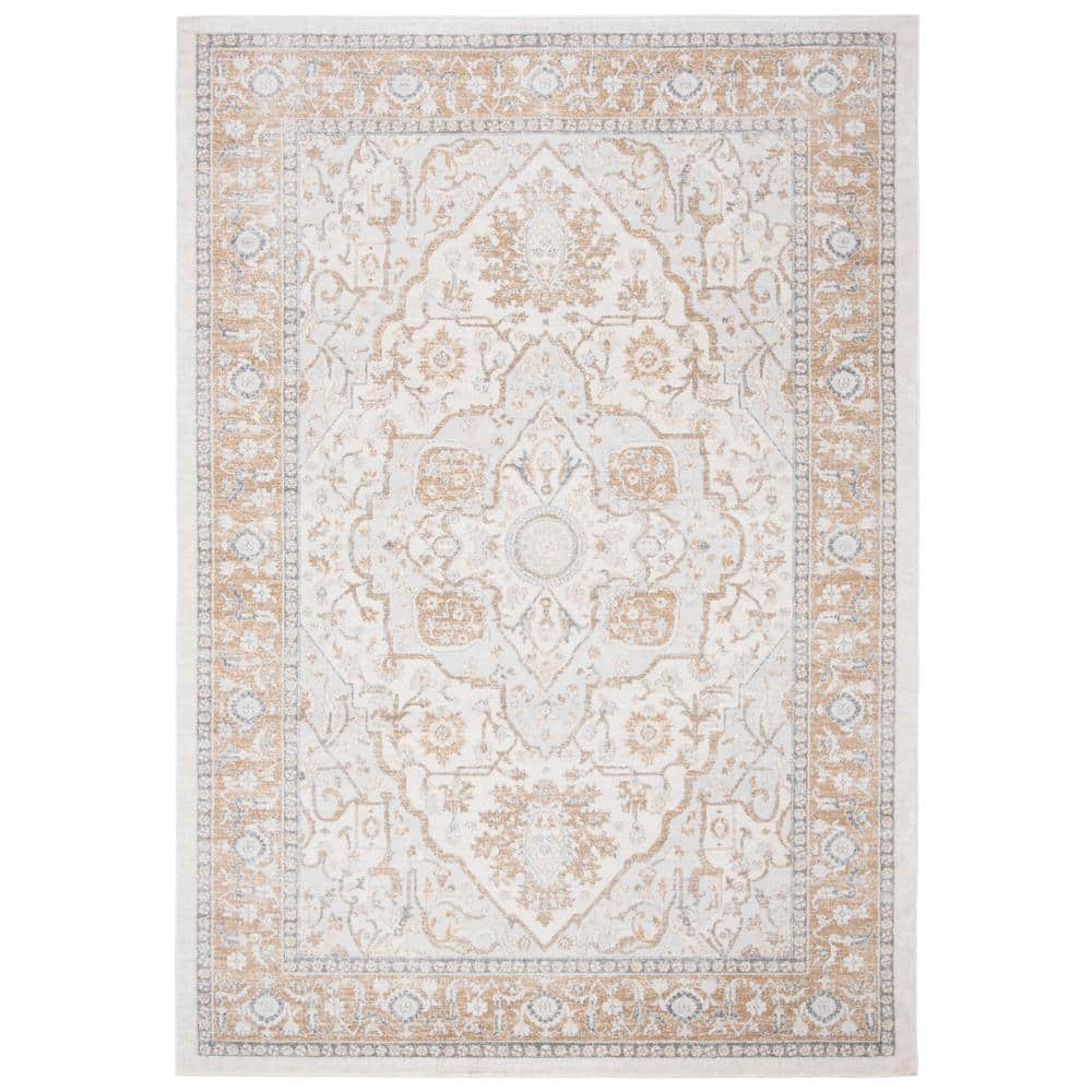 Isabella Cream and Beige Synthetic Area Rug