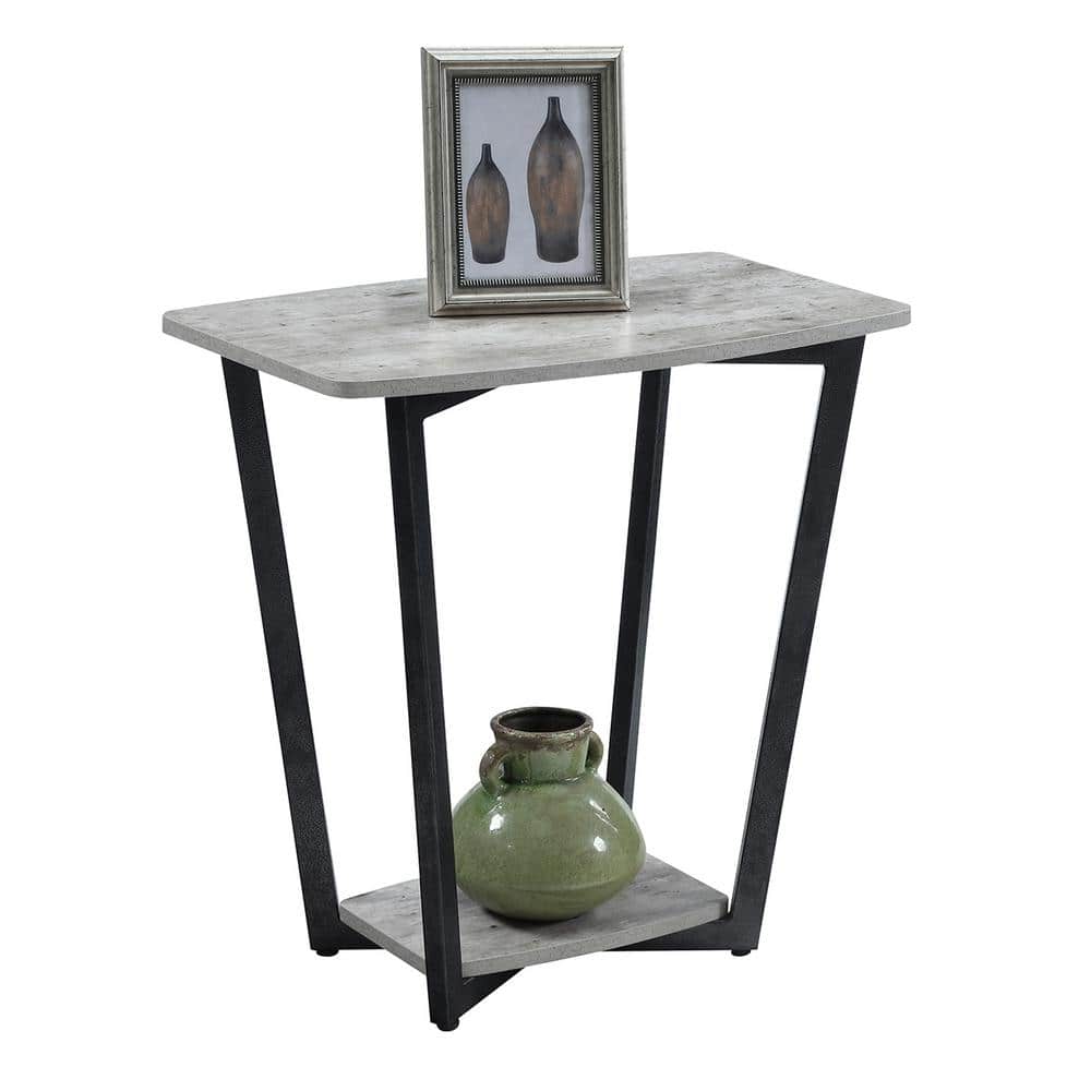 Graystone Faux Birch and Slate Gray End Table with Shelf