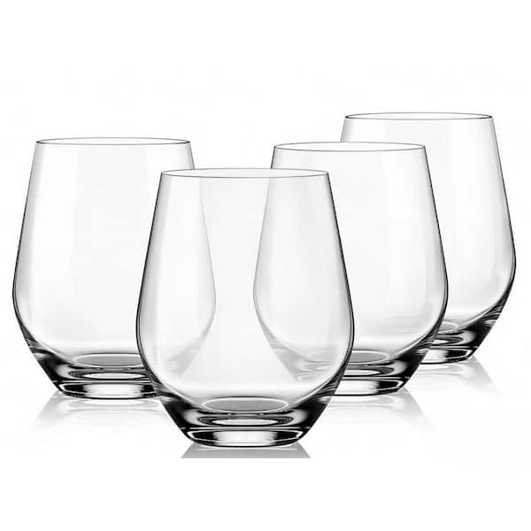 Crystal Stemless Wine Glasses, 15oz Modern Angular Design, Sturdy Base, Lead-Free Crystal, Barware & Drinkware(Set of 6)