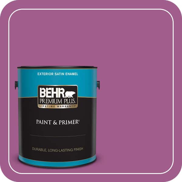 BEHR PREMIUM PLUS 1 gal. #P110-6 Wild Berry Satin Enamel Exterior Paint & Primer