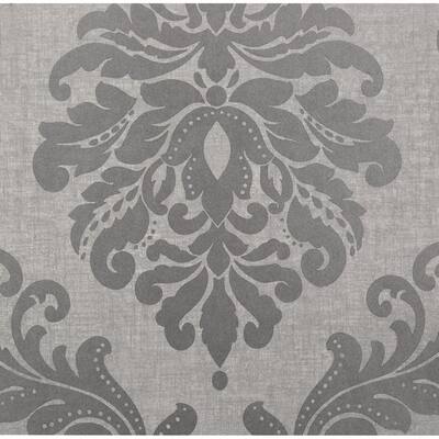 Sebastion Grey Damask Paper Strippable Roll Wallpaper (Covers 56 sq. ft.)