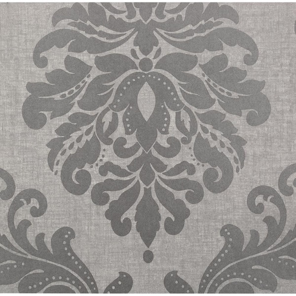 Beacon House Sebastion Grey Damask Paper Strippable Roll Wallpaper (Covers 56 sq. ft.)