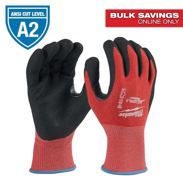 Medium Red Nitrile Level 2 Cut Resistant Dipped Work Gloves