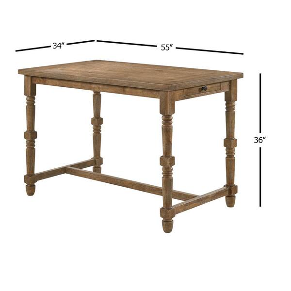 Acme Furniture Farsiris 55 in. Rectangle Weathered Oak Wood Top