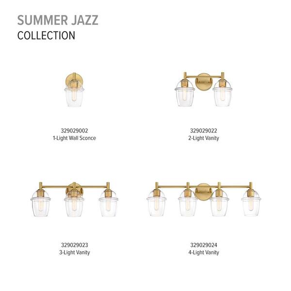 Designers Fountain - Summer Jazz 24 in. 3-Light Brushed Gold Transitional Vanity Light with Clear Glass Shades