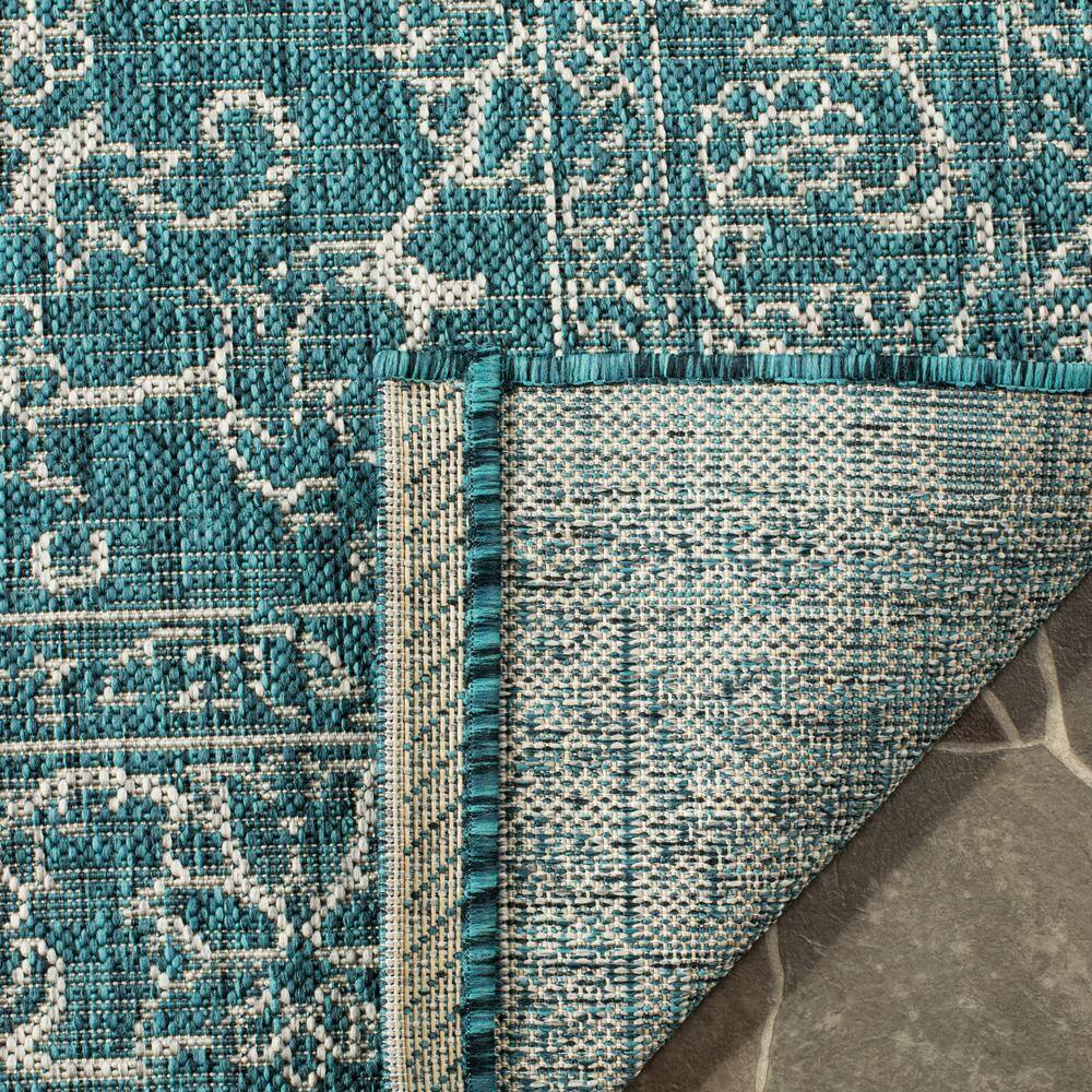 Turquoise Flat Woven Round Synthetic Area Rug, 6'-7"