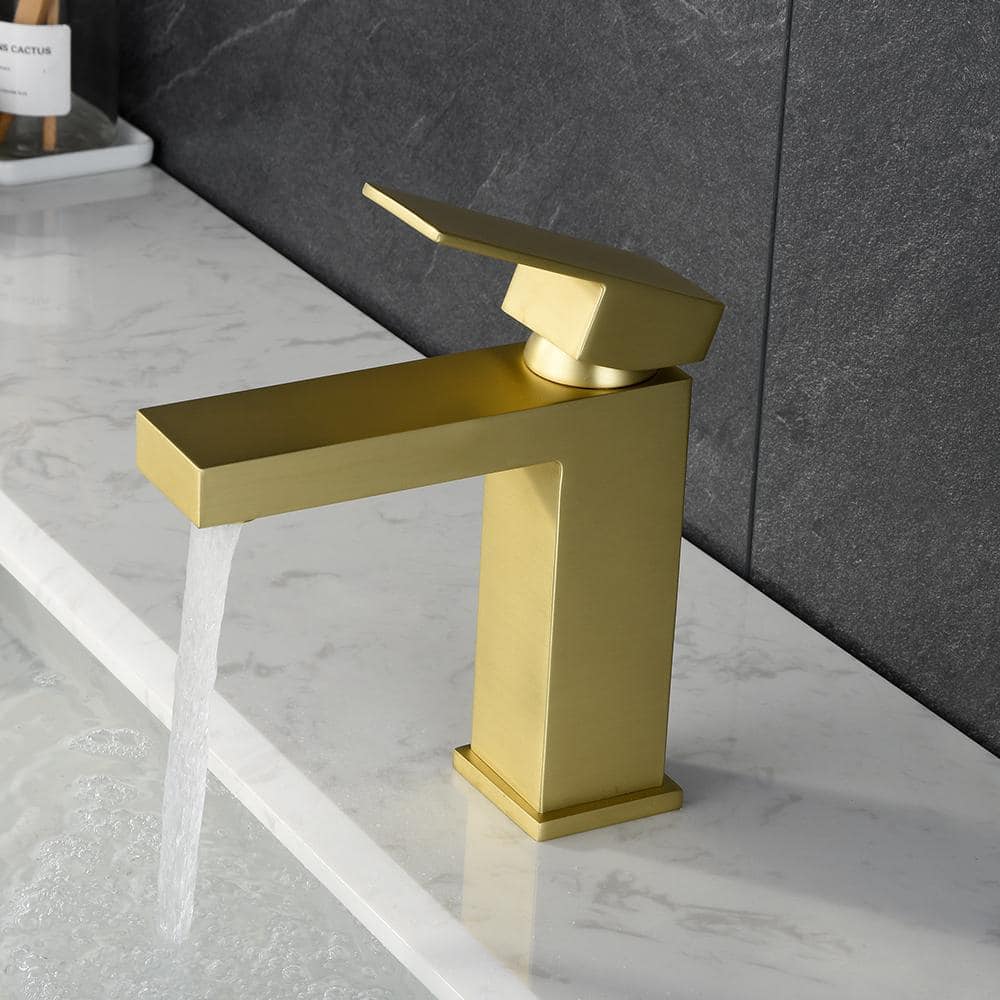 Brushed Gold Single Handle Modern Bathroom Faucet