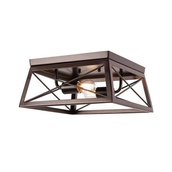 Jushua 2-Light Oil Rubbed Bronze Vintage Farmhouse Interior Ceiling Fixture