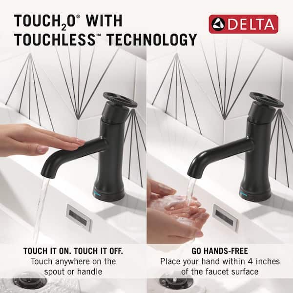 Trinsic Touch2O Single Handle Single Hole Bathroom Faucet with Drain Kit Included in Matte Black