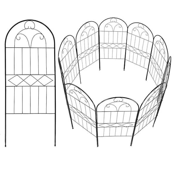 30 in. Rustproof Metal Decorative Garden Fence Animal Barrier Arched Flower Edging Border Fencing Panel 10 Pack