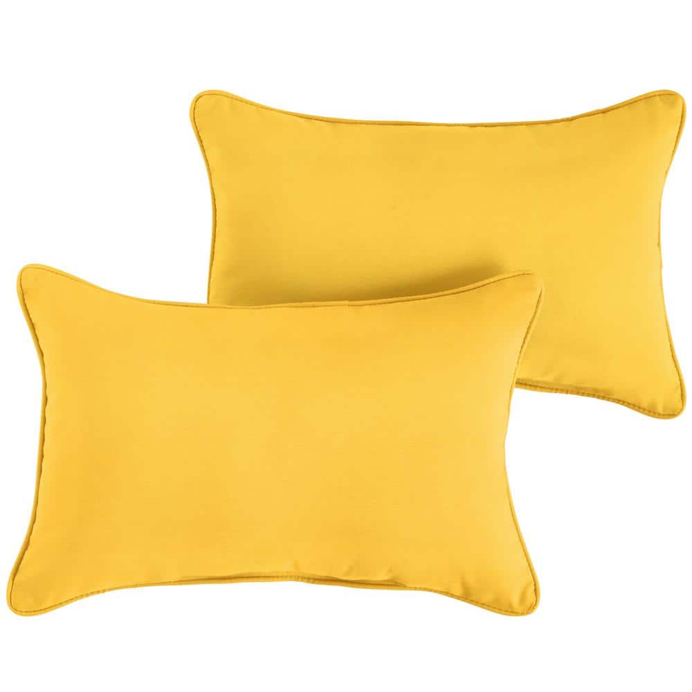 Sunbrella Sunflower Yellow Rectangular Outdoor Corded Lumbar Pillows (2-Pac