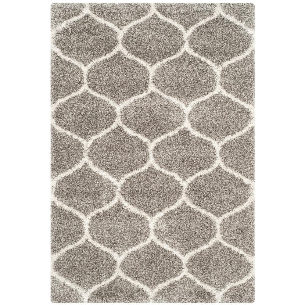 Hudson Shag Gray/Ivory 5 ft. x 8 ft. Geometric Trellis Area Rug price history on PriceWatchPro