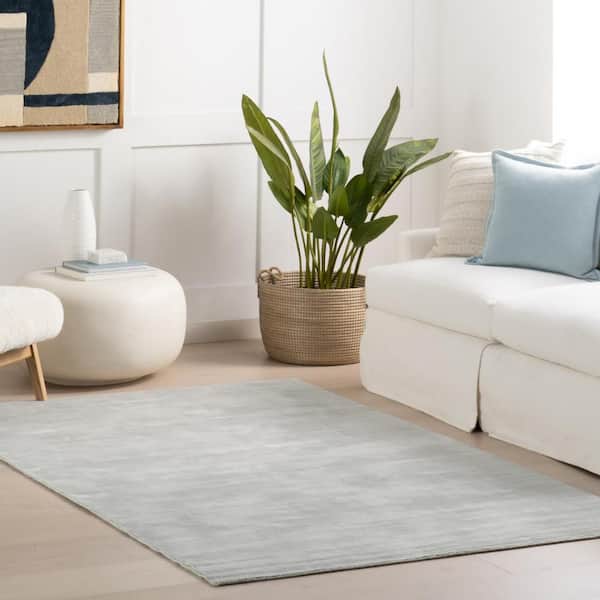 Alva Hand Loom Knotted Viscose Sky 8 ft. x 10 ft. Indoor Area Rug