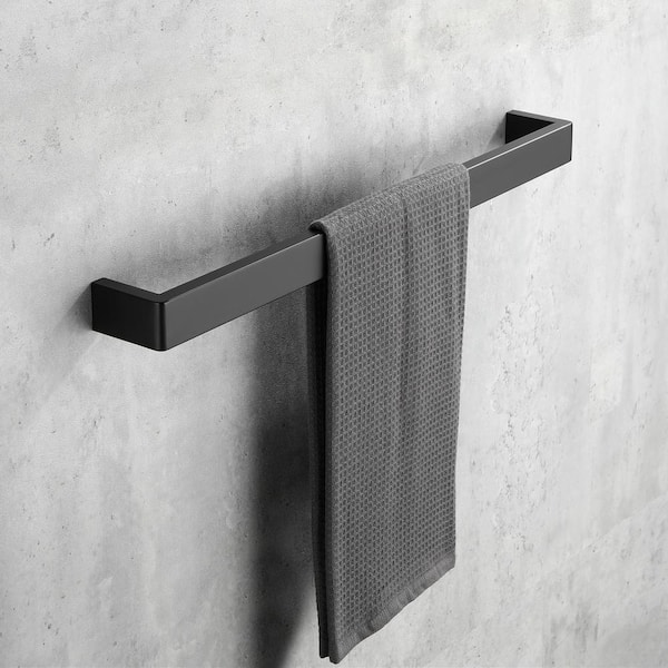 24 in. Square Wall Mounted Towel Bar in Stainless Steel Matte Black 2-Pack