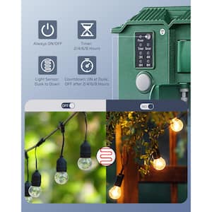 Outdoor Power Stake Timer Waterproof, 100 ft. Wireless Remote Control, 6 Grounded Outlets, 6 ft. Extension Cord