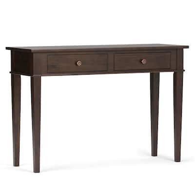Carlton Solid Wood 44 in. Wide Transitional Console Sofa Table in Dark Tobacco Brown