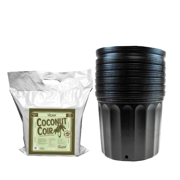 Viagrow 7 Gal. Plastic Nursery Trade Pots with Coconut Coir Growing Media (3-Pack)