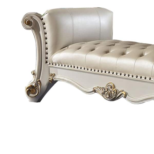 Acme Furniture Vendome Synthetic Leather and Antique Pearl Finish 