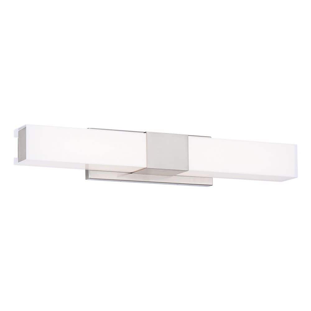 Studio 26 in. 1 Light Selectable 3CCT Brushed Nickel LED Bathroom Vanity and Wall Light Bar with White Acrylic Shade price history on PriceWatchPro